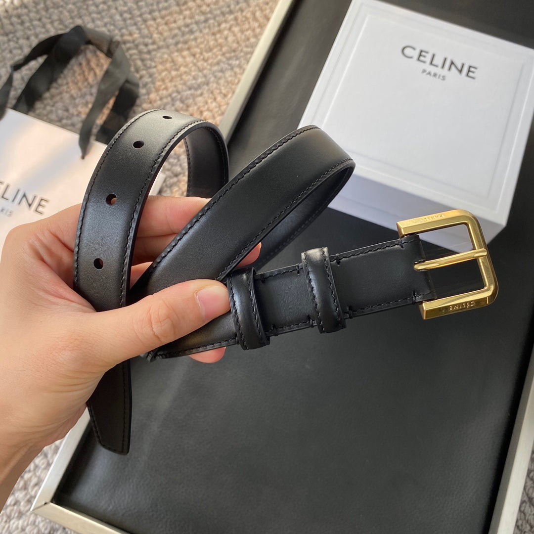 BELT 25MM IN BLACK REVERSIBLE ITALIAN CALFSKIN WITH VINTAGE GOLD BUCKLE - 30