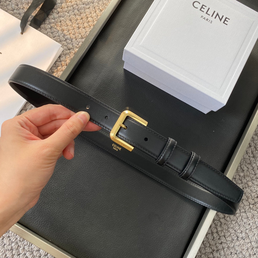 BELT 25MM IN BLACK REVERSIBLE ITALIAN CALFSKIN WITH VINTAGE GOLD BUCKLE - 30