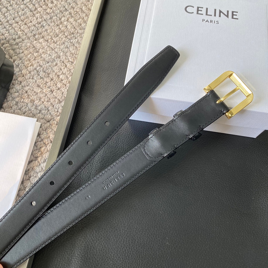 BELT 25MM IN BLACK REVERSIBLE ITALIAN CALFSKIN WITH VINTAGE GOLD BUCKLE - 30