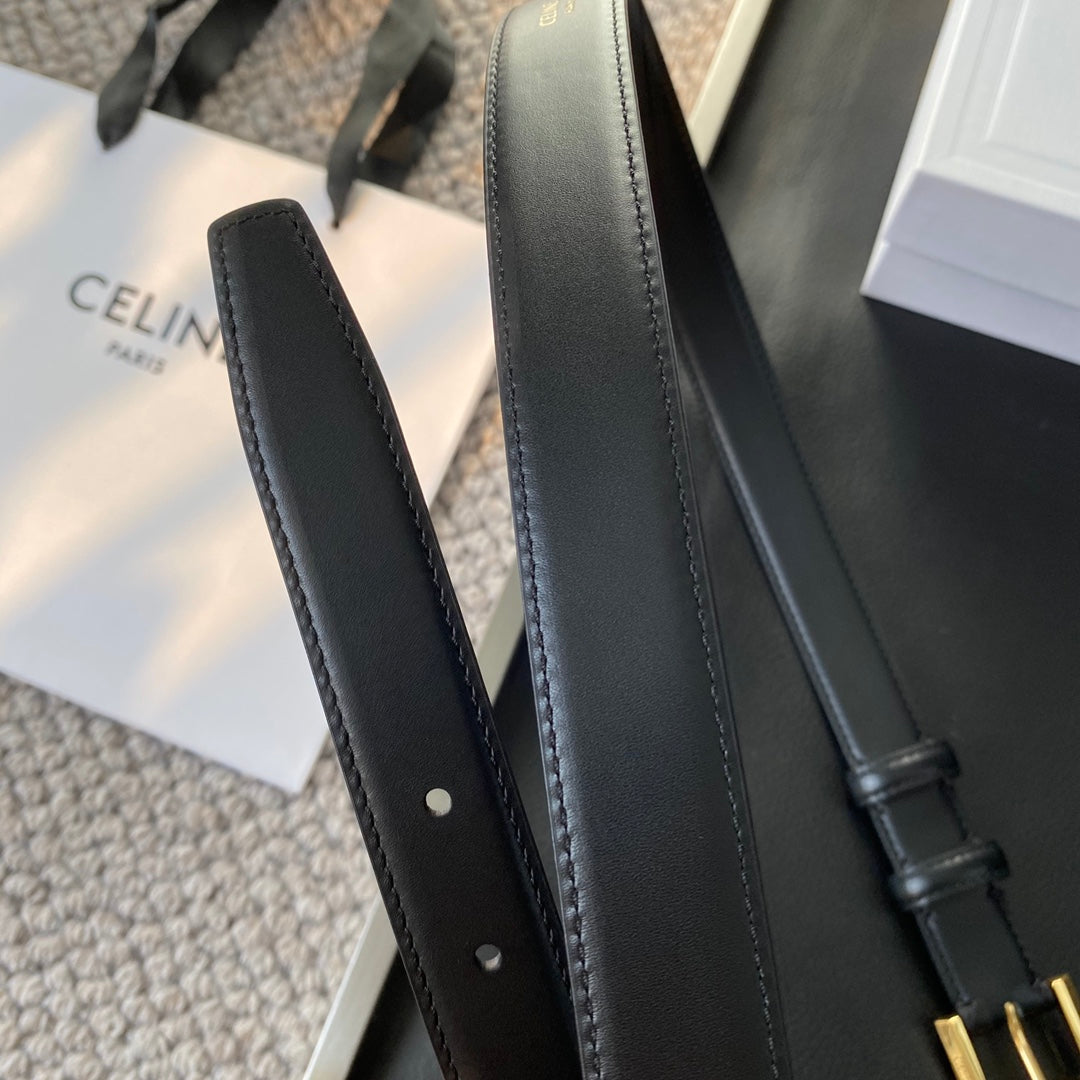 BELT 25MM IN BLACK REVERSIBLE ITALIAN CALFSKIN WITH VINTAGE GOLD BUCKLE - 30