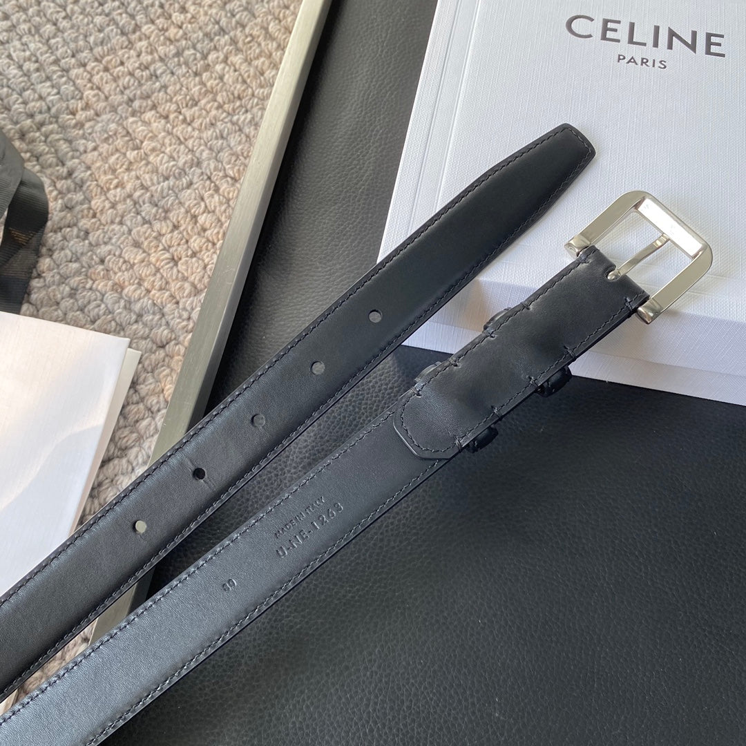 BELT 25MM IN BLACK REVERSIBLE ITALIAN CALFSKIN WITH VINTAGE SILVER BUCKLE - 30