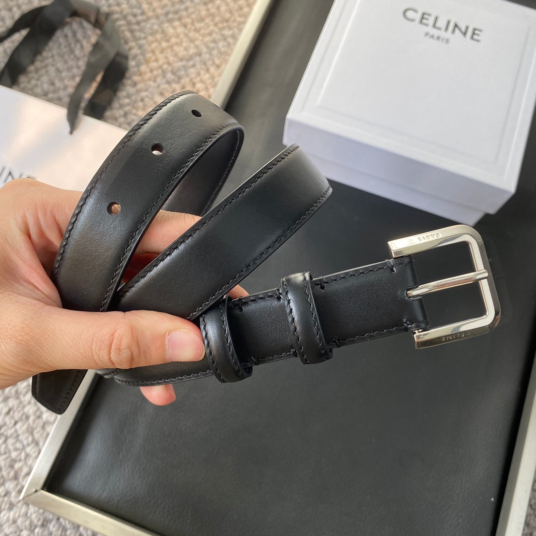 BELT 25MM IN BLACK REVERSIBLE ITALIAN CALFSKIN WITH VINTAGE SILVER BUCKLE - 30
