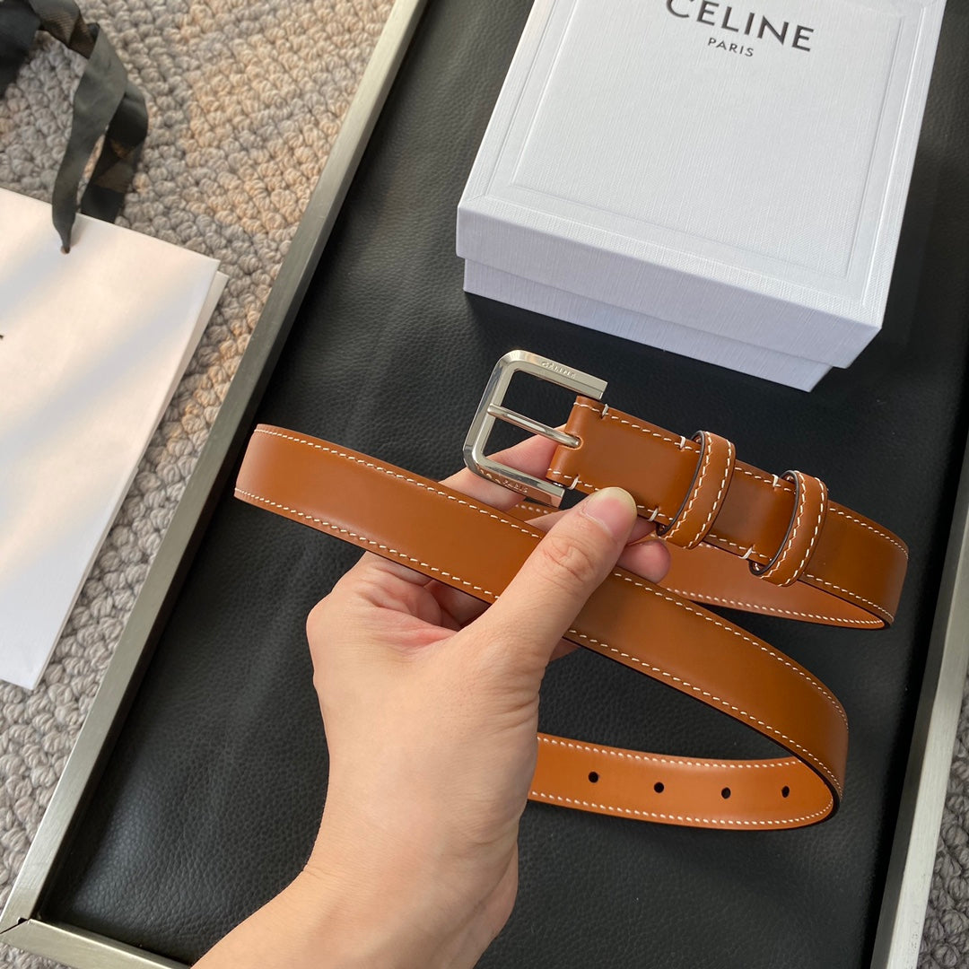 BELT 25MM IN BROWN REVERSIBLE ITALIAN CALFSKIN WITH VINTAGE SILVER BRASS BUCKLE - 30