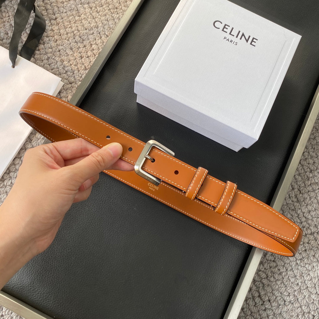BELT 25MM IN BROWN REVERSIBLE ITALIAN CALFSKIN WITH VINTAGE SILVER BRASS BUCKLE - 30