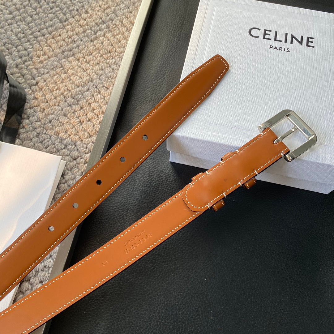 BELT 25MM IN BROWN REVERSIBLE ITALIAN CALFSKIN WITH VINTAGE SILVER BRASS BUCKLE - 30