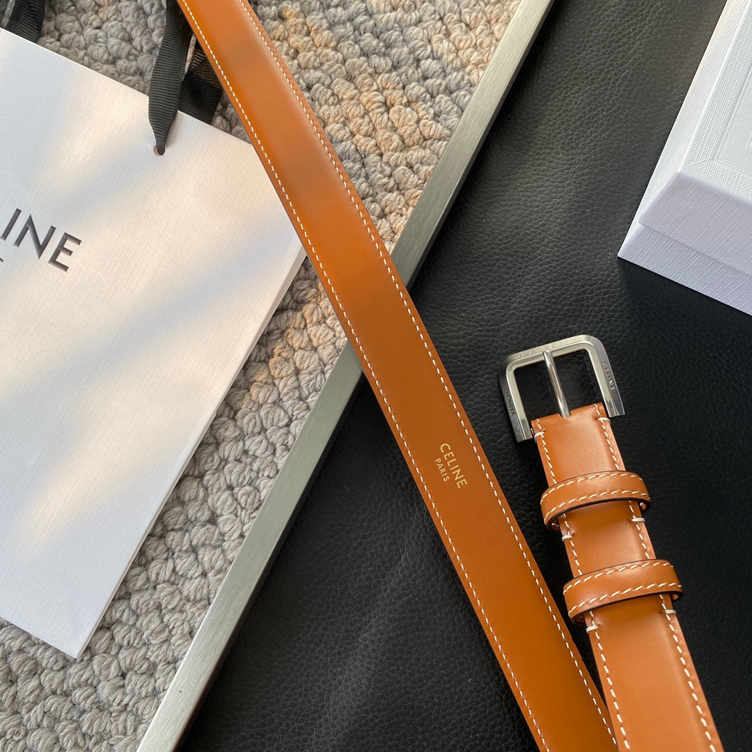BELT 25MM IN BROWN REVERSIBLE ITALIAN CALFSKIN WITH VINTAGE SILVER BRASS BUCKLE - 30