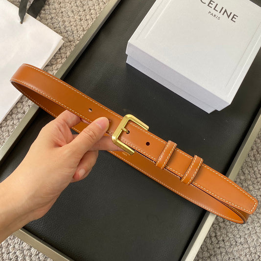 BELT 25MM IN BROWN REVERSIBLE ITALIAN CALFSKIN WITH VINTAGE GOLD BRASS BUCKLE - 30