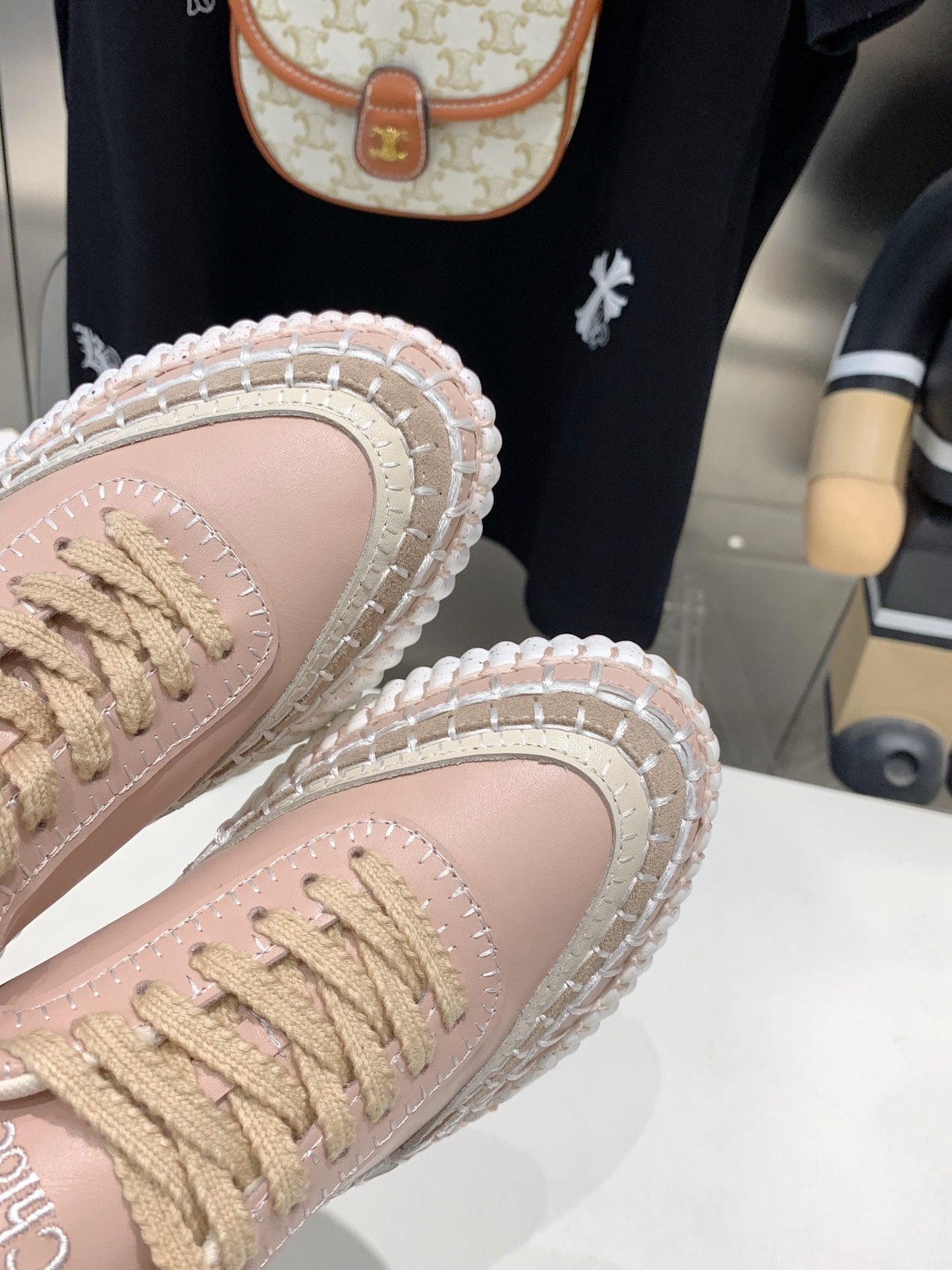 NAMA SNEAKER 5 CM IN LIGHT PINK CALFSKIN - 35