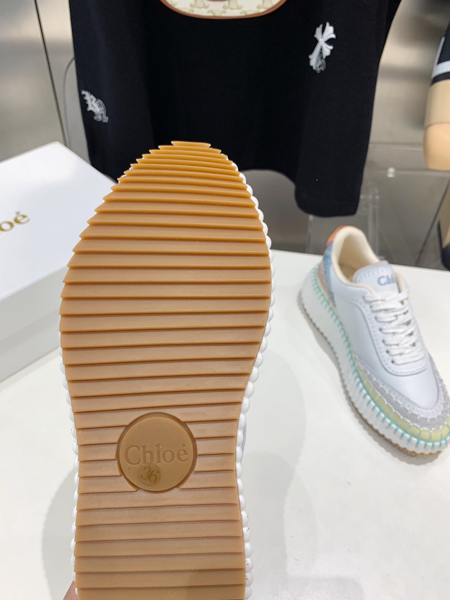 NAMA SNEAKER 5 CM IN WHITE MIX GREEN CALFSKIN - 35