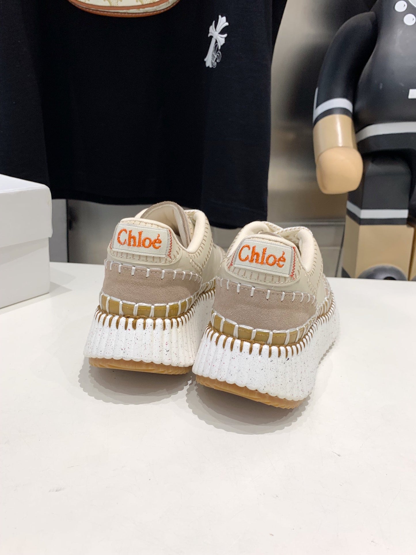 NAMA SNEAKER 5 CM IN BISQUE BEIGE CALFSKIN - 35