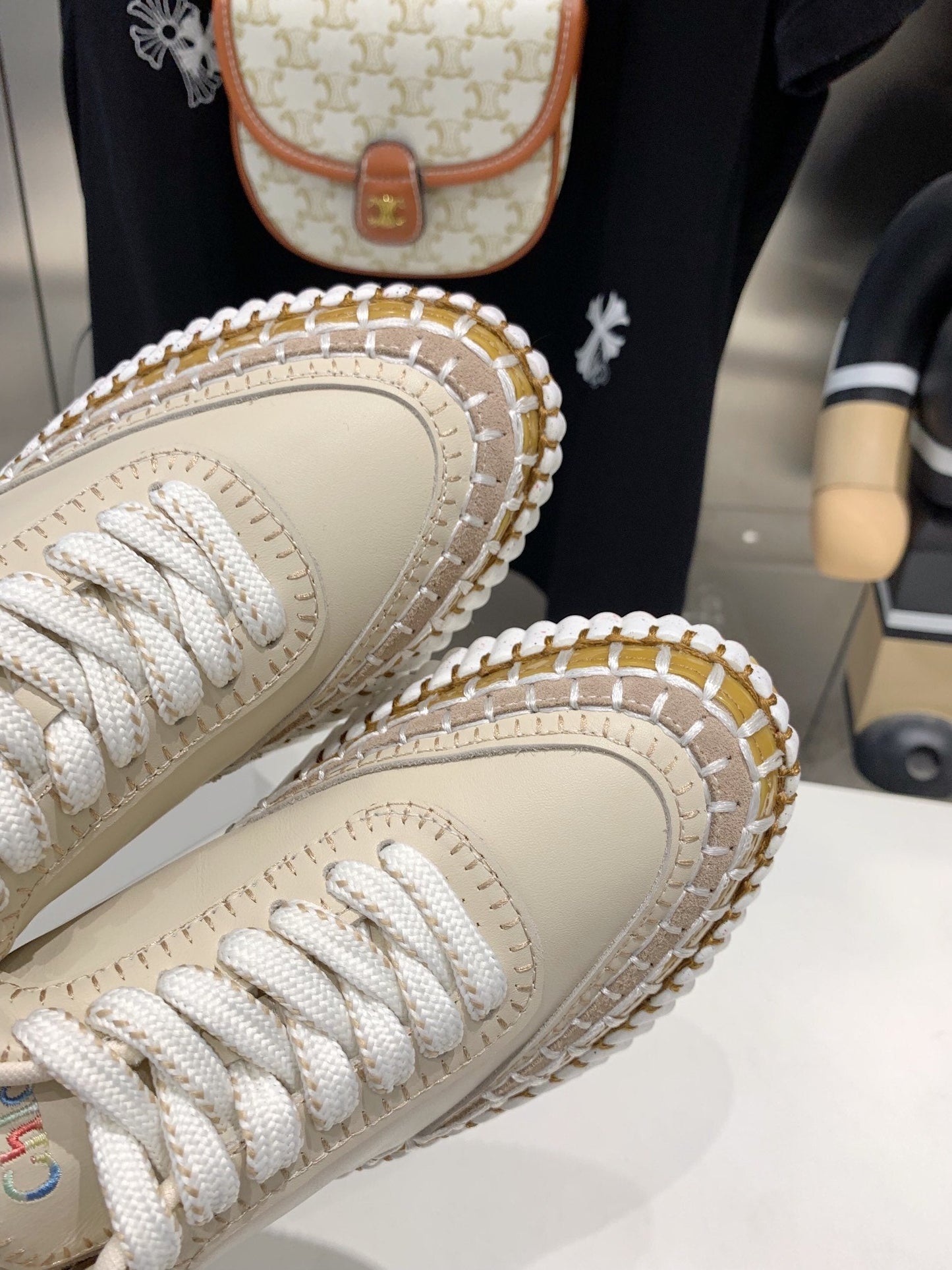 NAMA SNEAKER 5 CM IN BISQUE BEIGE CALFSKIN - 35