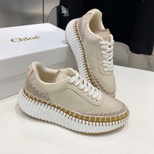 NAMA SNEAKER 5 CM IN BISQUE BEIGE CALFSKIN - 35