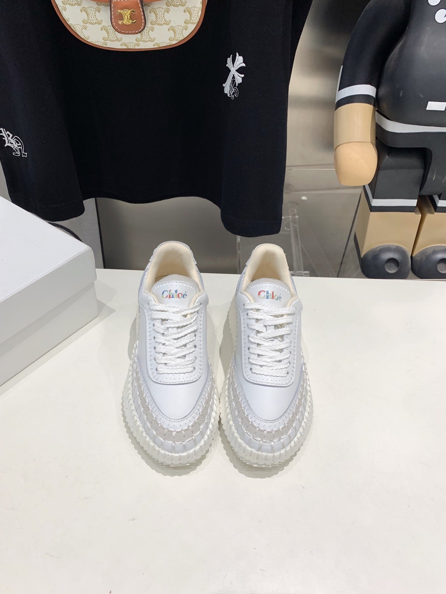 NAMA SNEAKER 5 CM IN WHITE CALFSKIN - 35