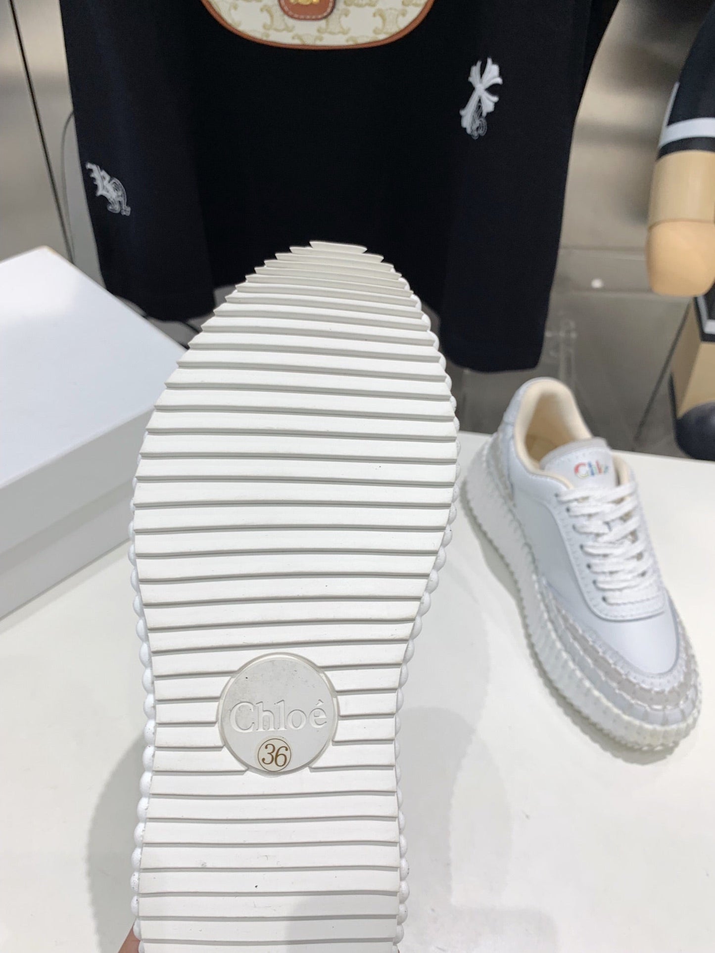 NAMA SNEAKER 5 CM IN WHITE CALFSKIN - 35