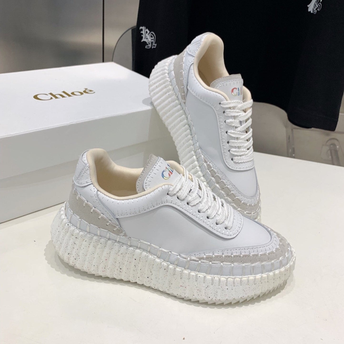NAMA SNEAKER 5 CM IN WHITE CALFSKIN - 35