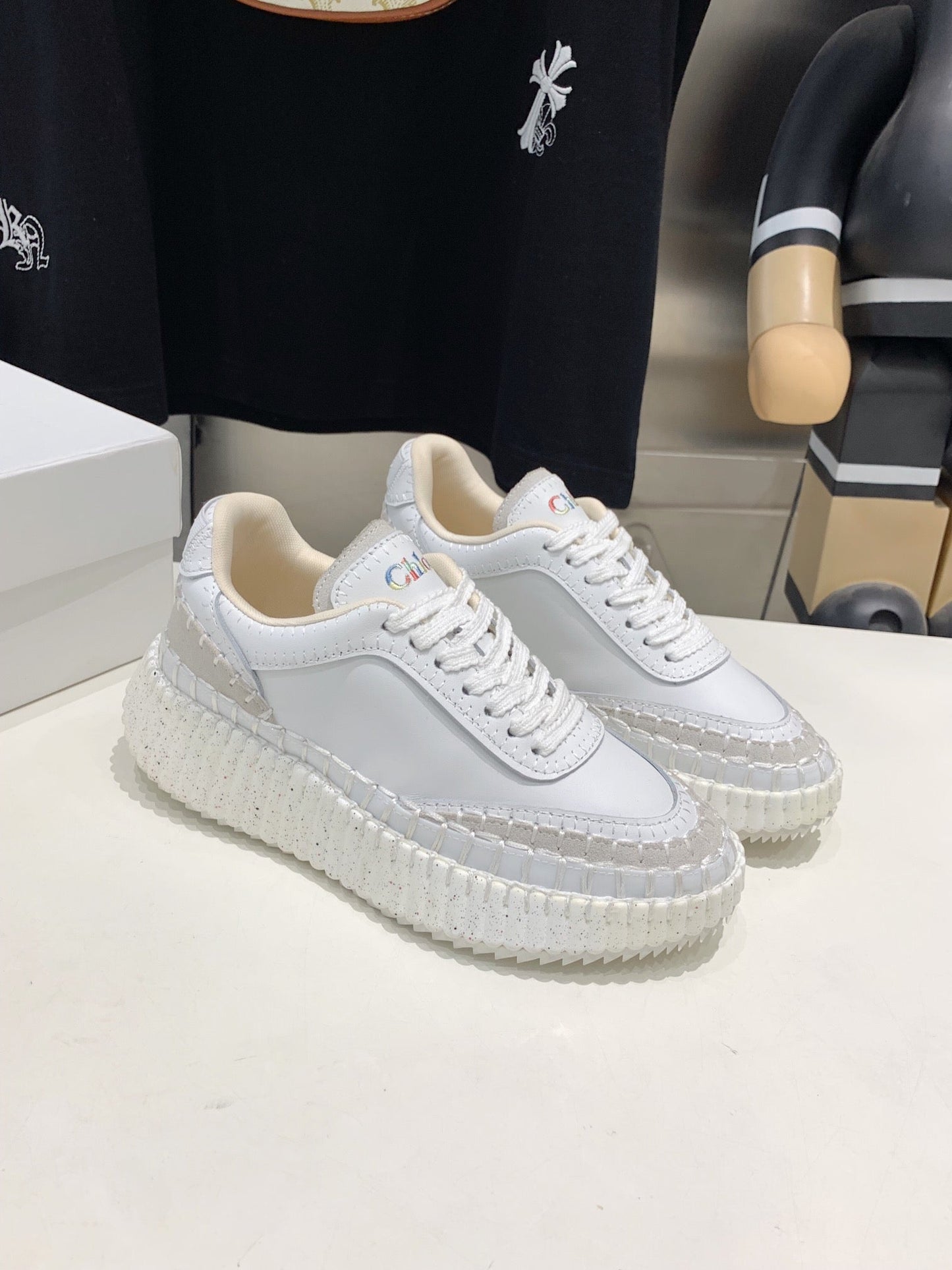 NAMA SNEAKER 5 CM IN WHITE CALFSKIN - 35