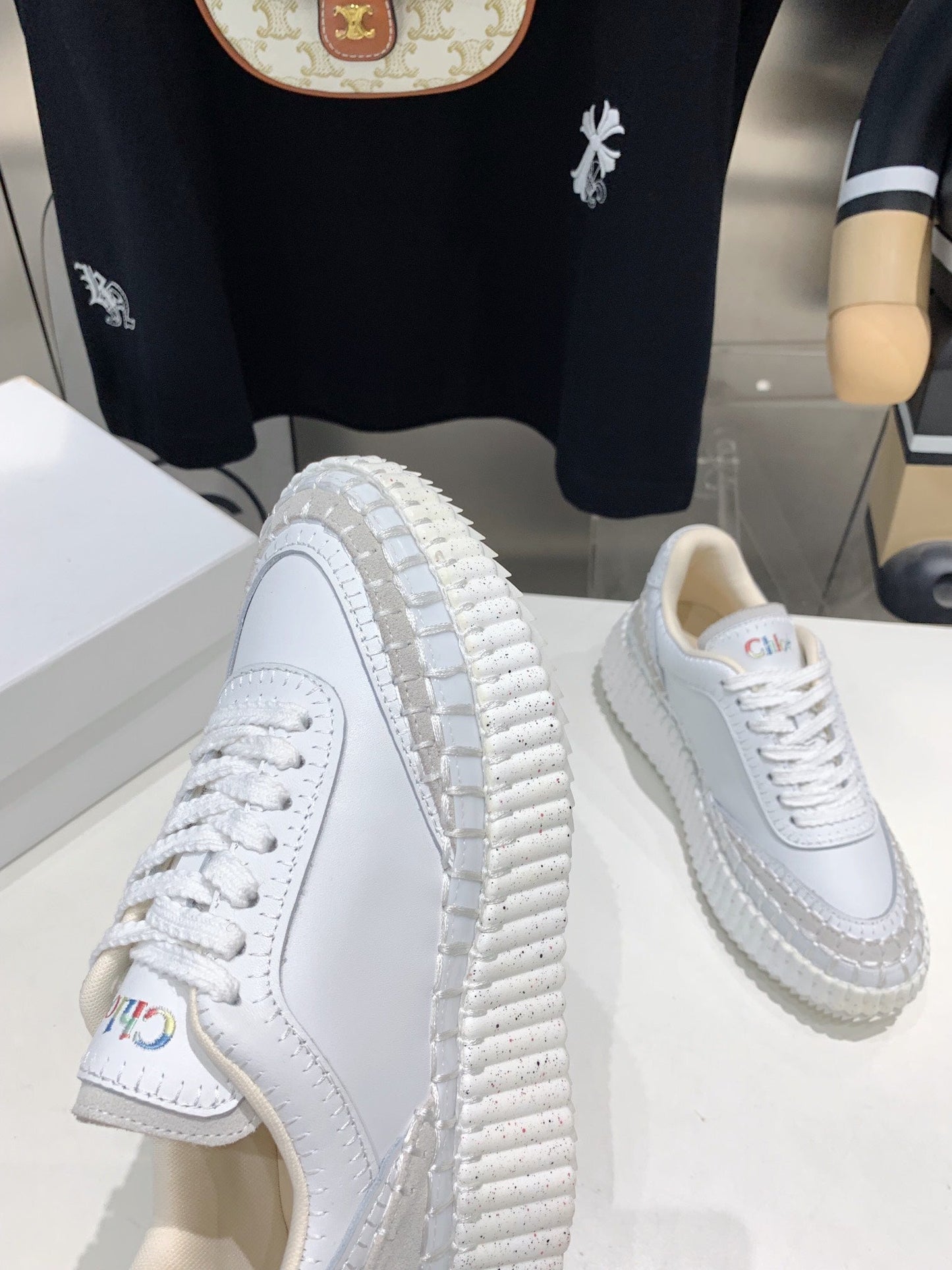 NAMA SNEAKER 5 CM IN WHITE CALFSKIN - 35