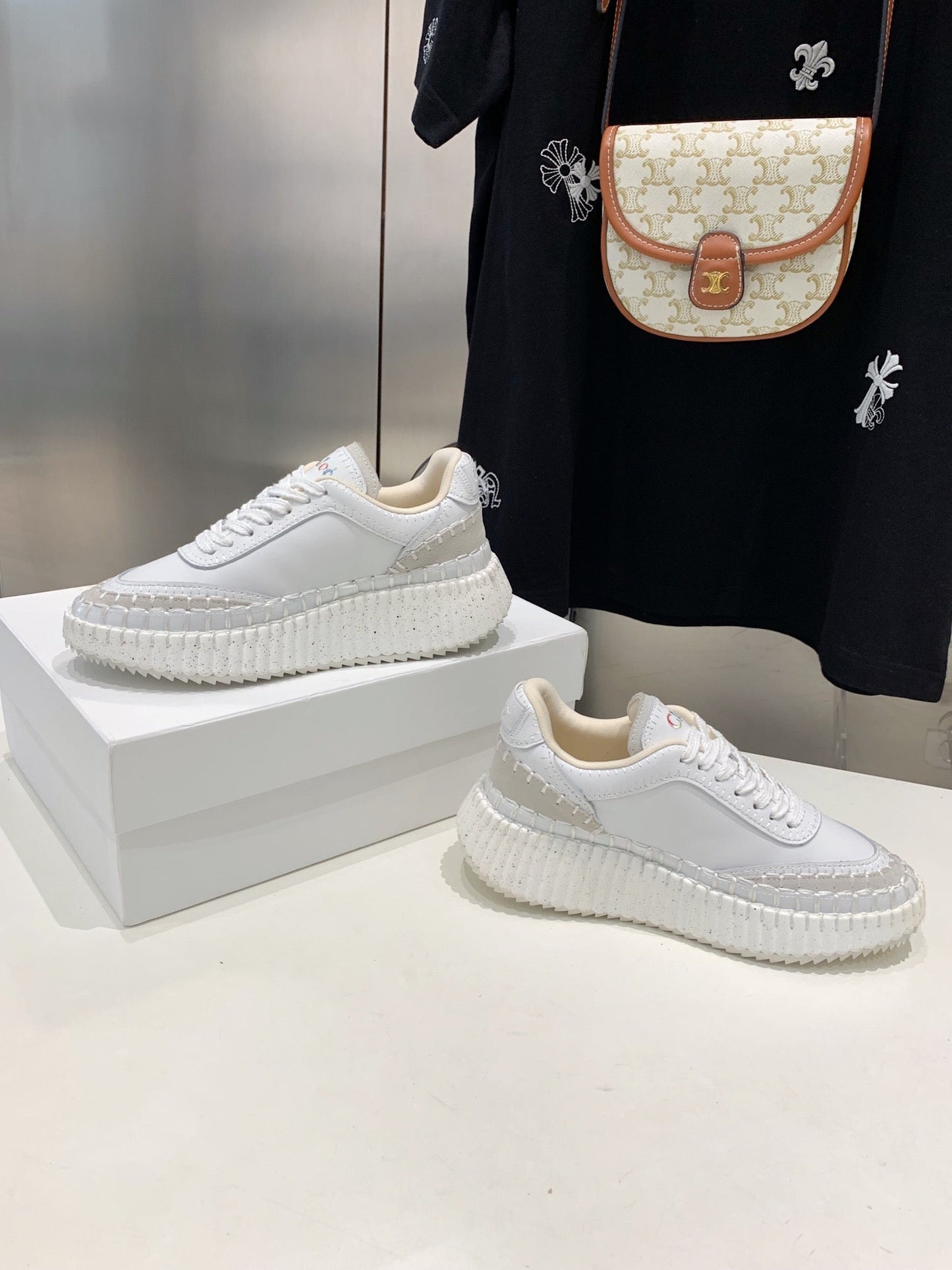 NAMA SNEAKER 5 CM IN WHITE CALFSKIN - 35