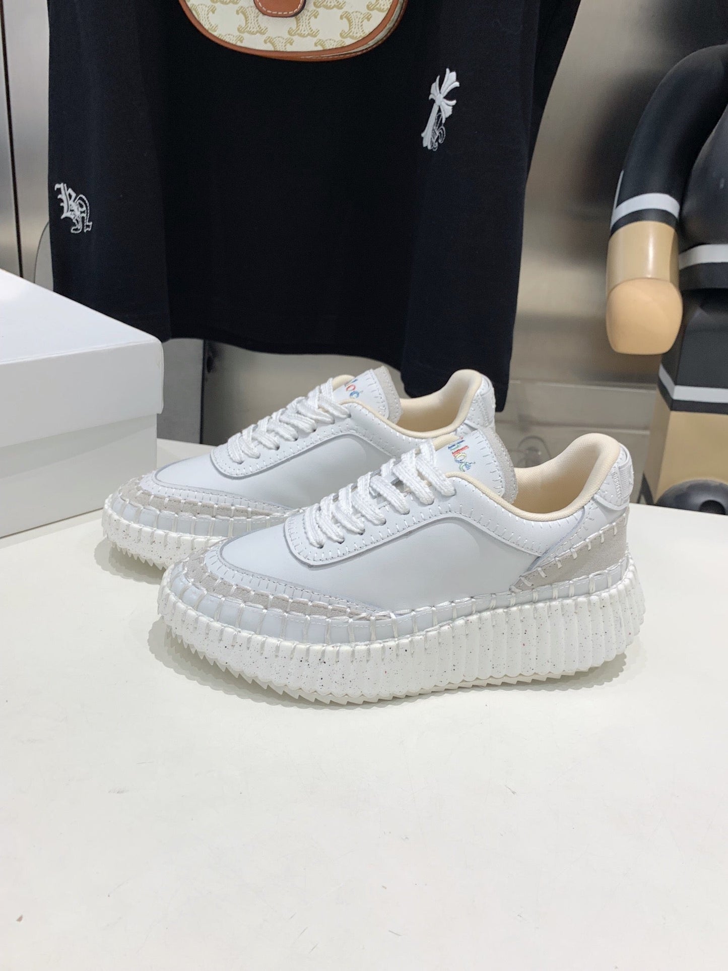 NAMA SNEAKER 5 CM IN WHITE CALFSKIN - 35