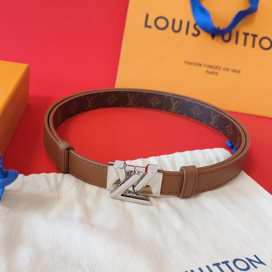 LV GO-14 20MM BELT IN BRONZE BROWN CALFSKIN SILVER HARDWARE - 30