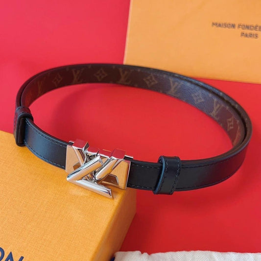 LV GO-14 20MM BELT IN BLACK CALFSKIN SILVER HARDWARE - 30