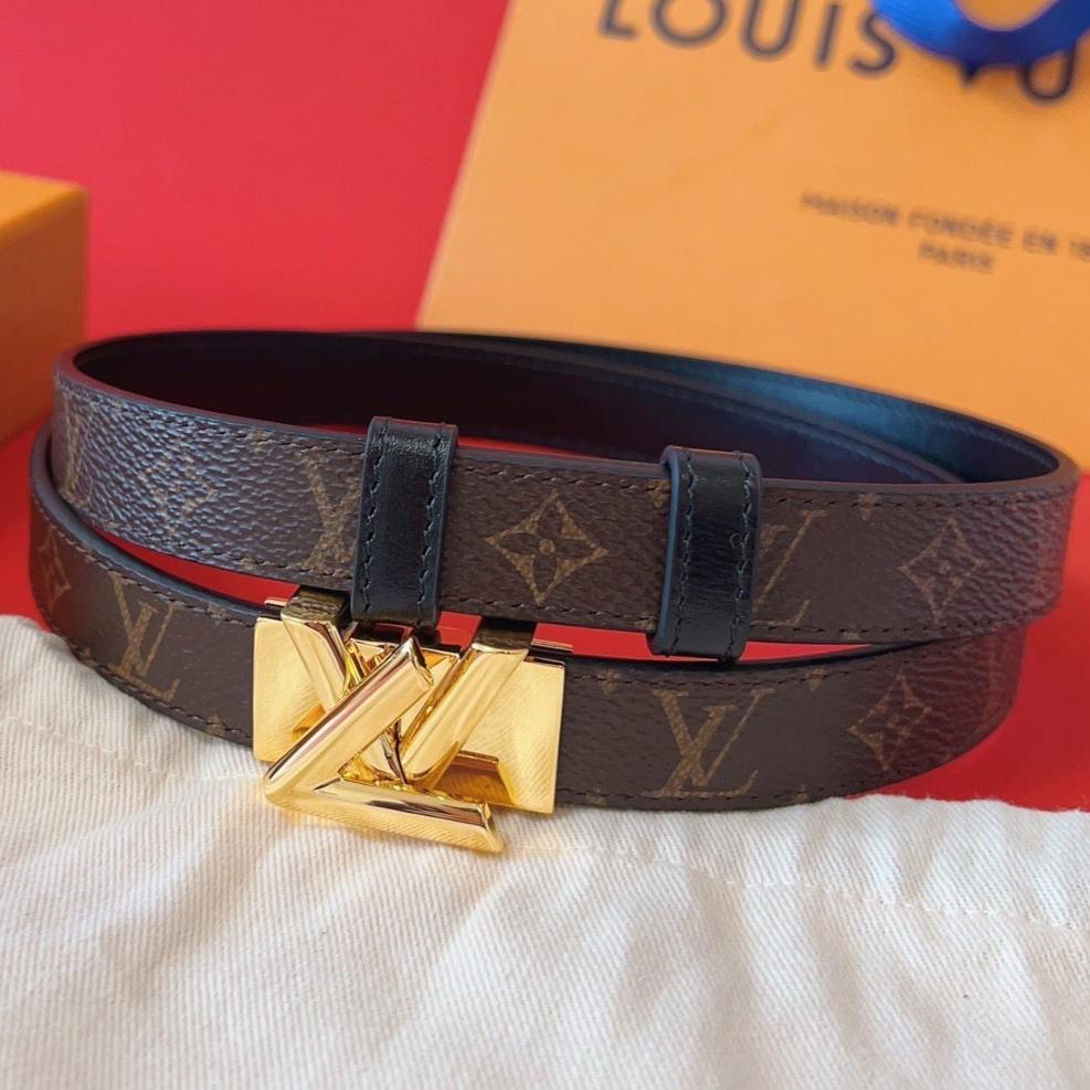 LV GO-14 20MM BELT IN BROWN MONOGRAM CALFSKIN GOLD HARDWARE - 30