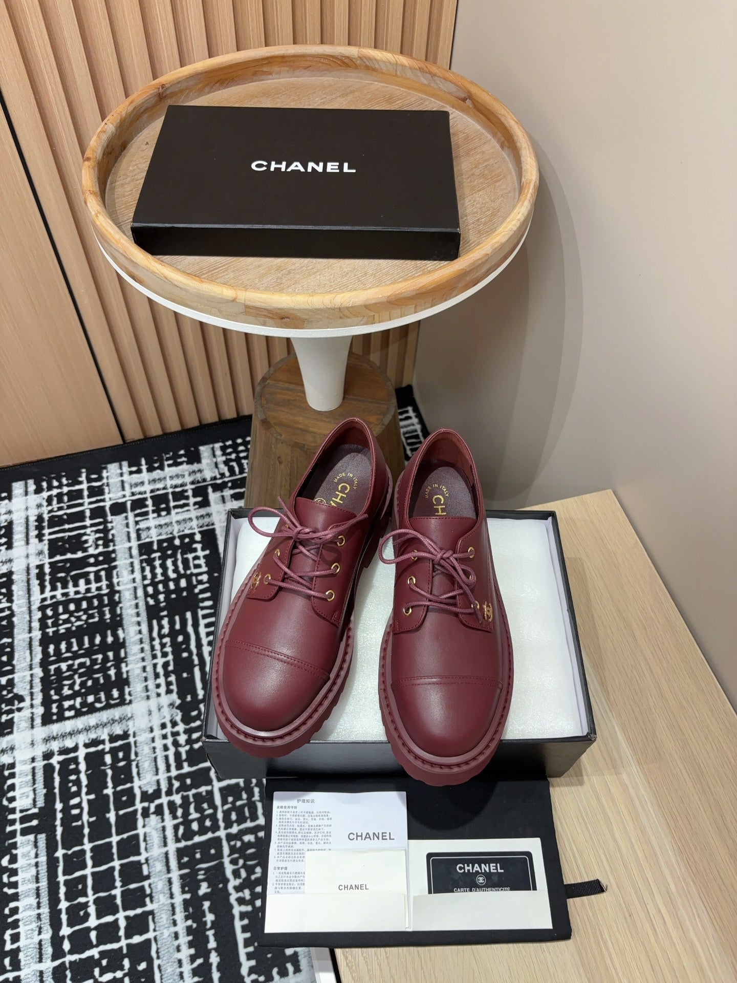 CC OXFORD SHOES IN BURGUNDY RED CALFSKIN - 35