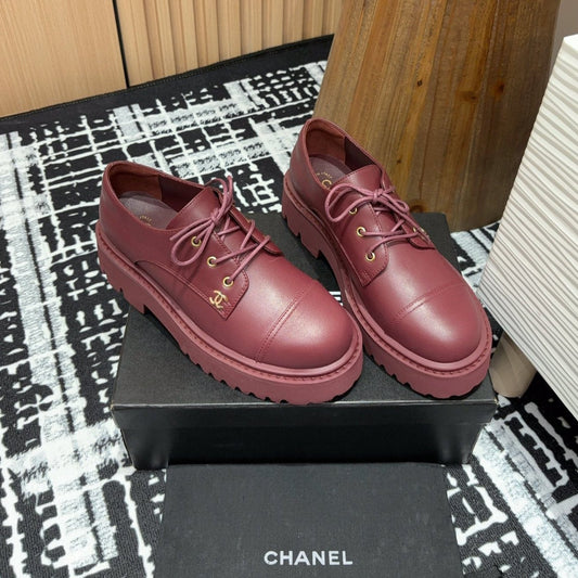 CC OXFORD SHOES IN BURGUNDY RED CALFSKIN - 35
