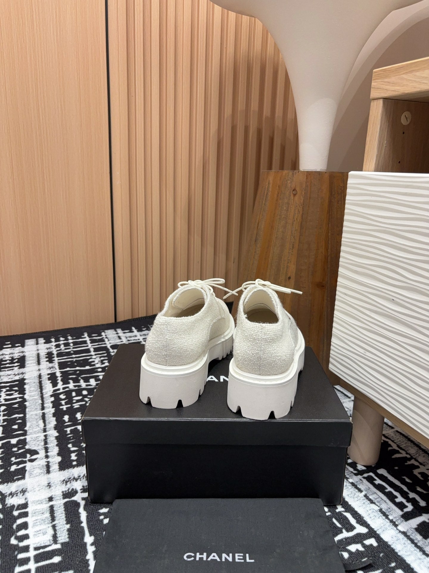 CC OXFORD SHOES IN WHITE TWEED AND CALFSKIN - 35