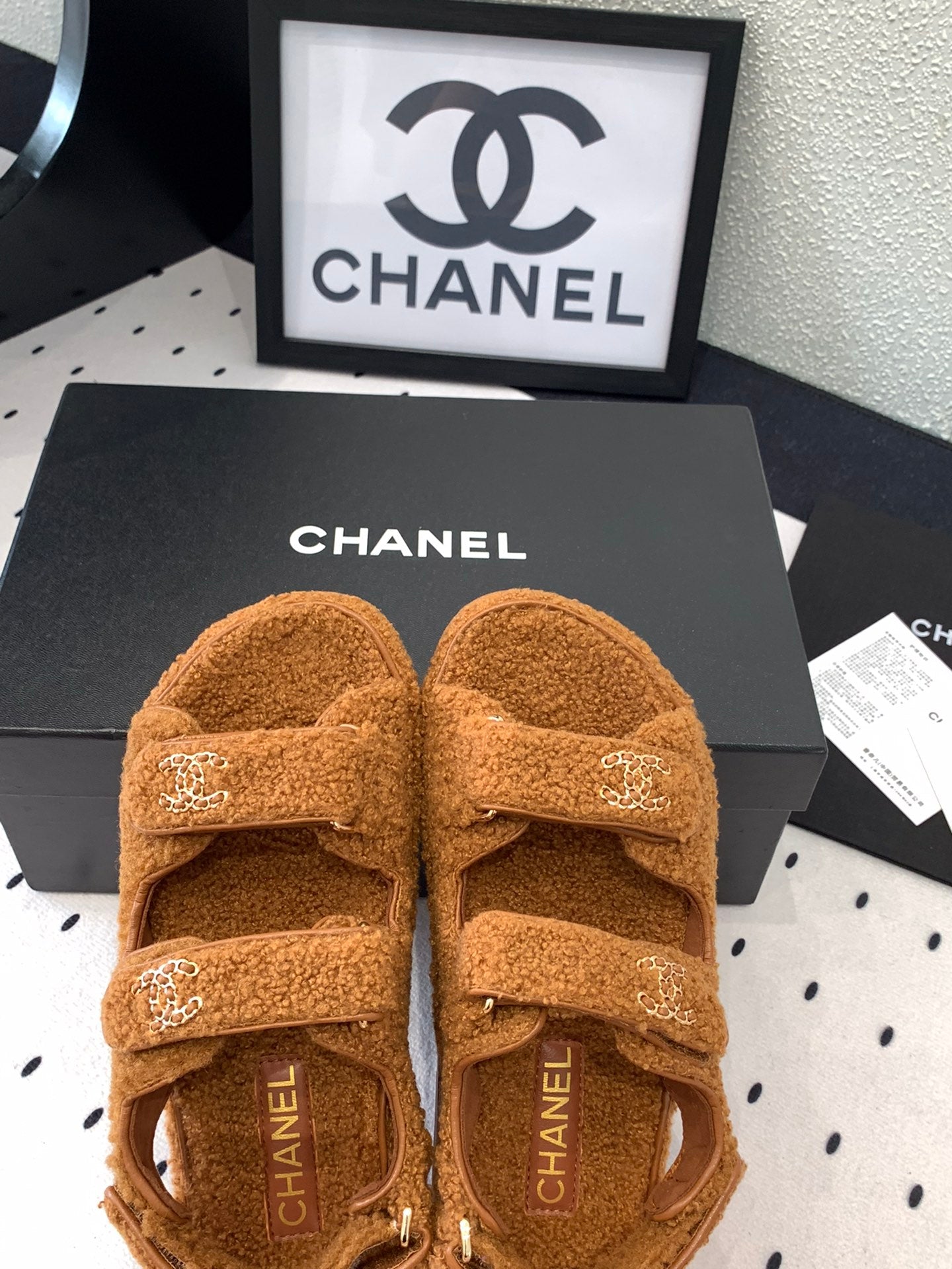 CC DAD SANDAL BRONZE BROWN LAMB FUR - 35