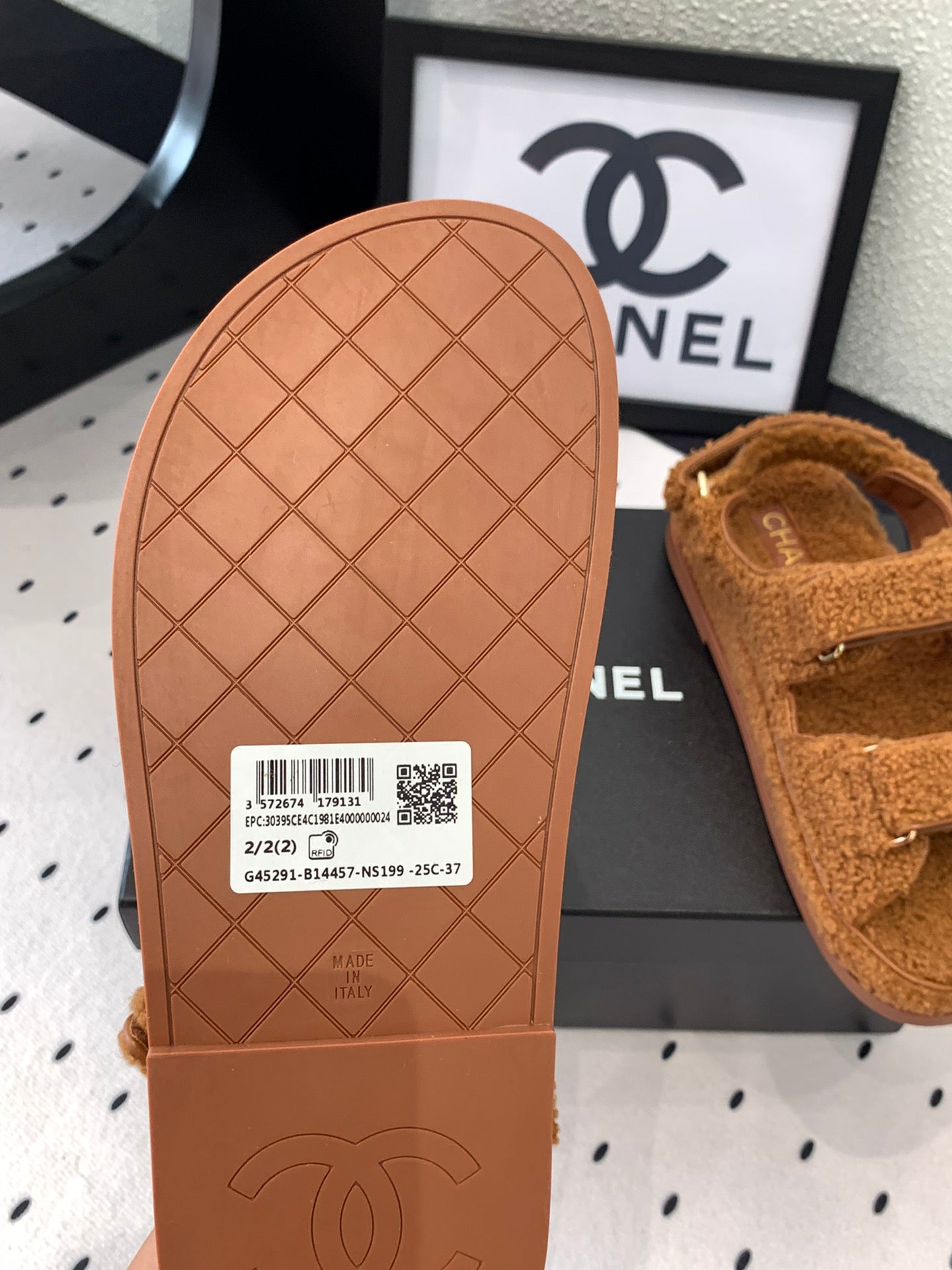 CC DAD SANDAL BRONZE BROWN LAMB FUR - 35