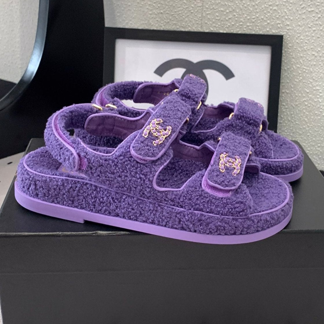 CC DAD SANDAL PLUM PURPLE LAMB FUR - 35
