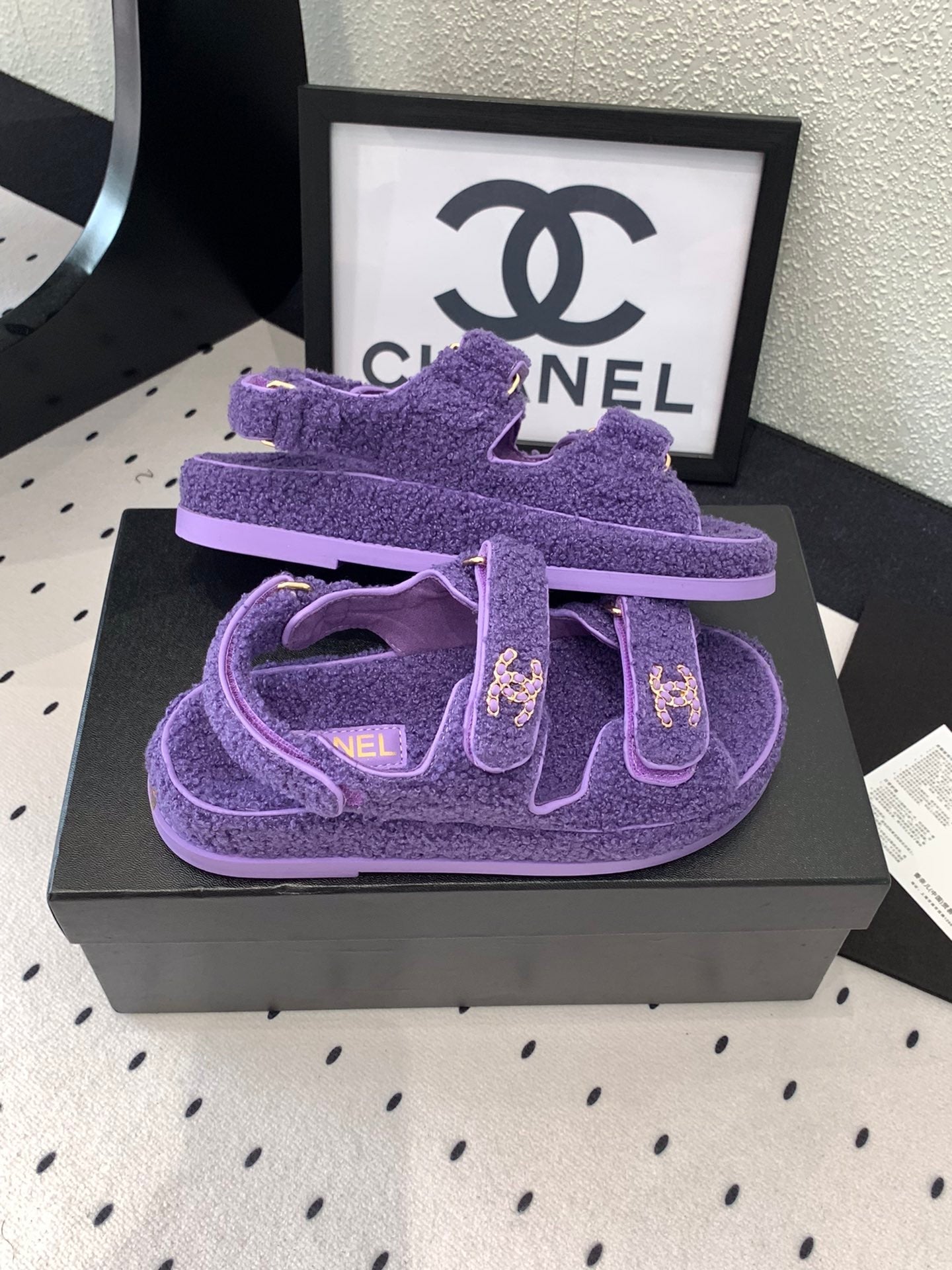 CC DAD SANDAL PLUM PURPLE LAMB FUR - 35