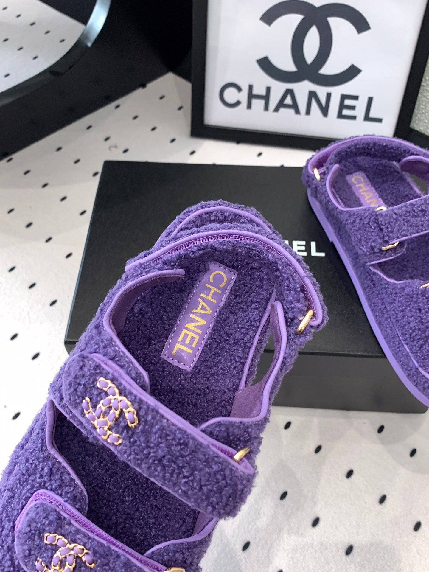 CC DAD SANDAL PLUM PURPLE LAMB FUR - 35