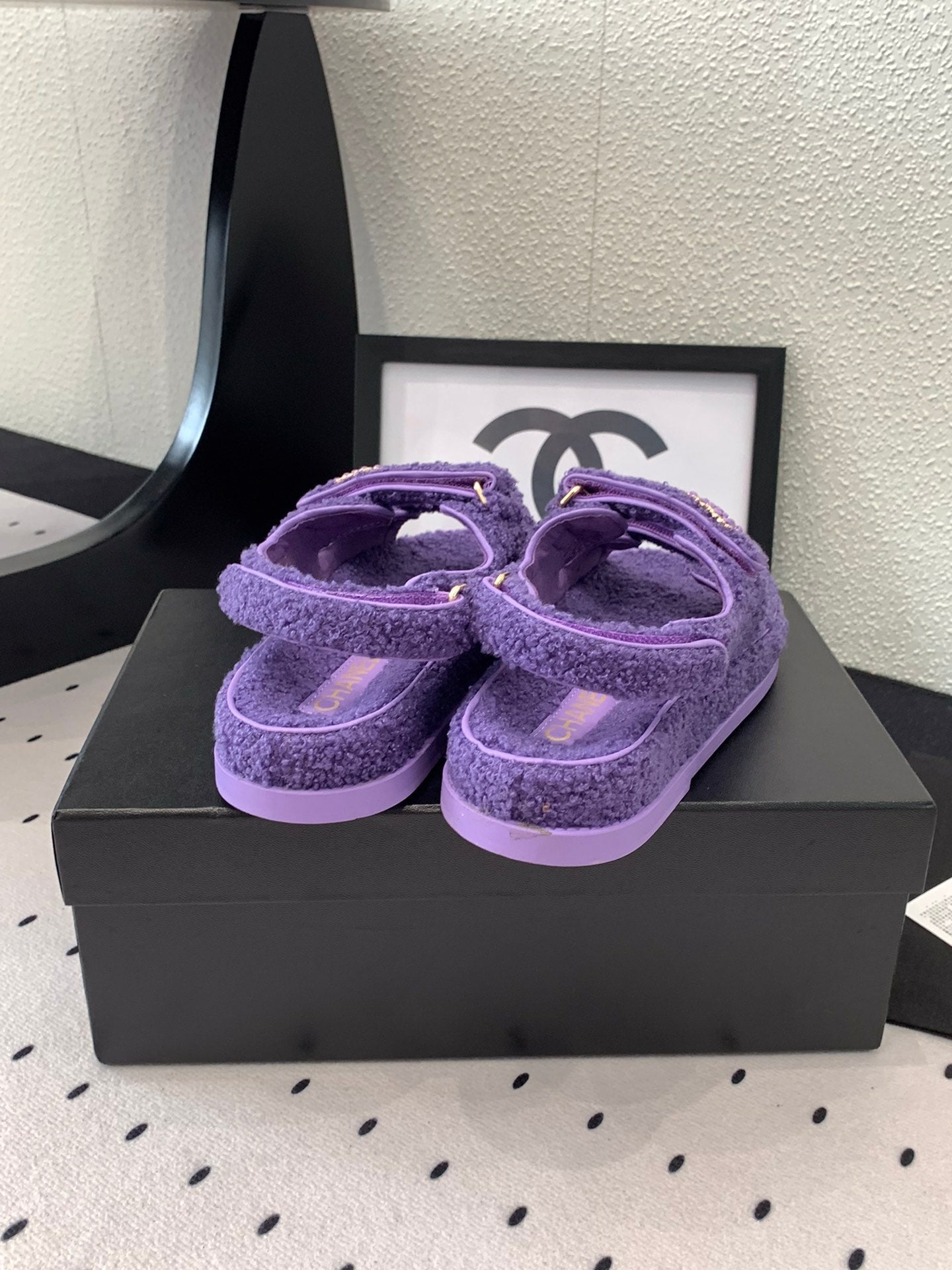 CC DAD SANDAL PLUM PURPLE LAMB FUR - 35