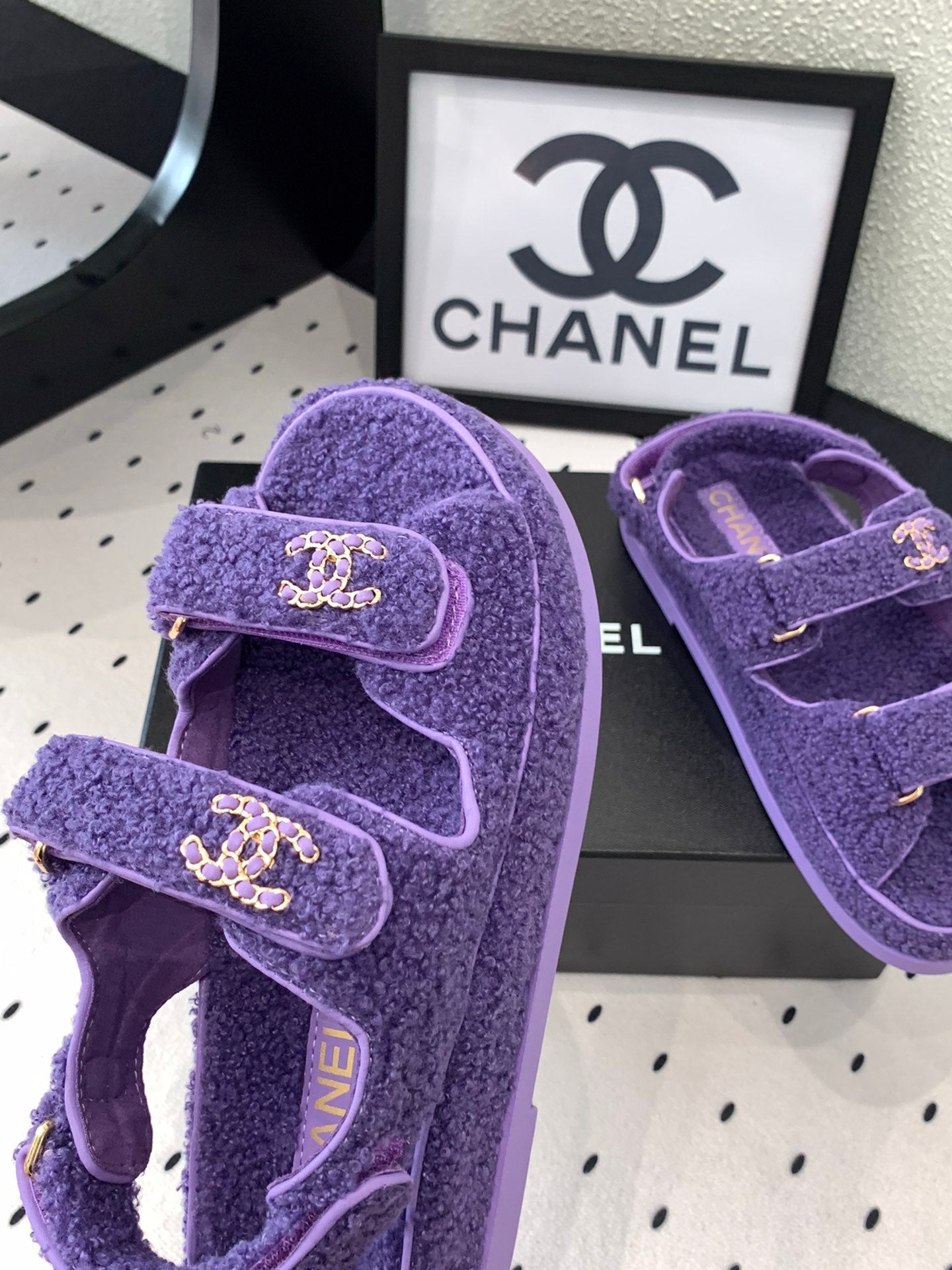 CC DAD SANDAL PLUM PURPLE LAMB FUR - 35