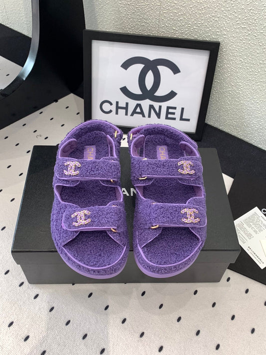 CC DAD SANDAL PLUM PURPLE LAMB FUR - 35