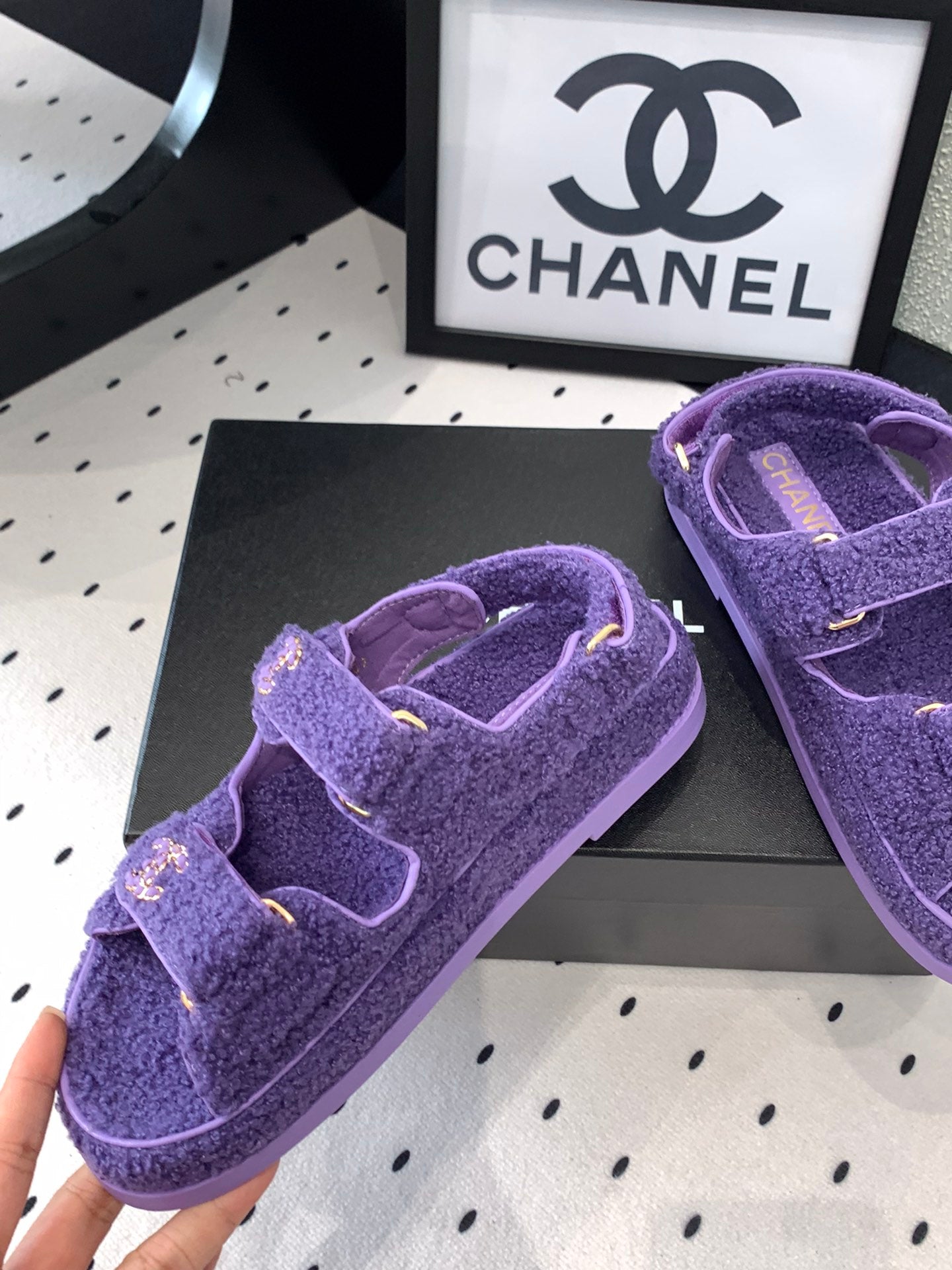 CC DAD SANDAL PLUM PURPLE LAMB FUR - 35