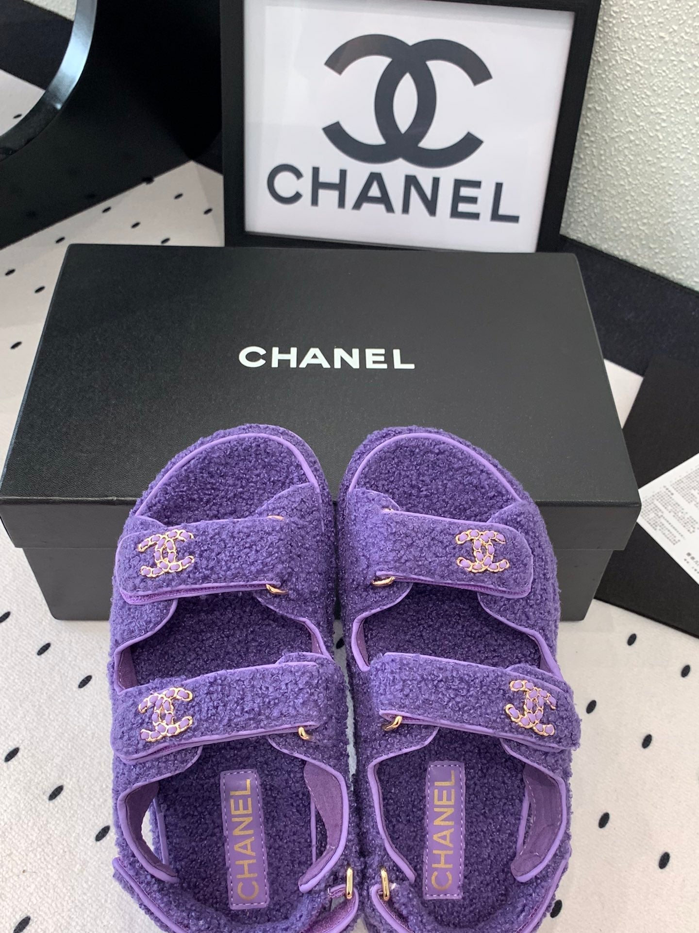 CC DAD SANDAL PLUM PURPLE LAMB FUR - 35