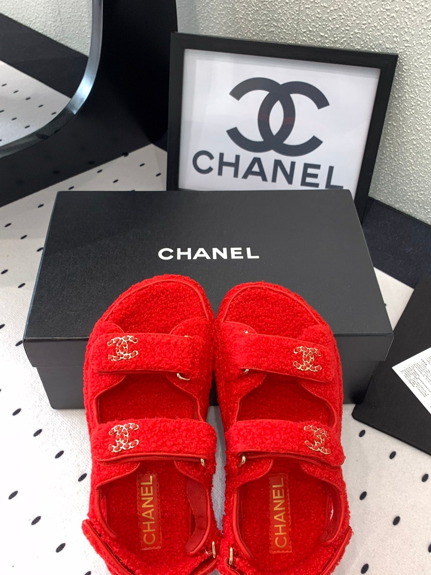 CC DAD SANDAL CRIMSON RED LAMB FUR - 35