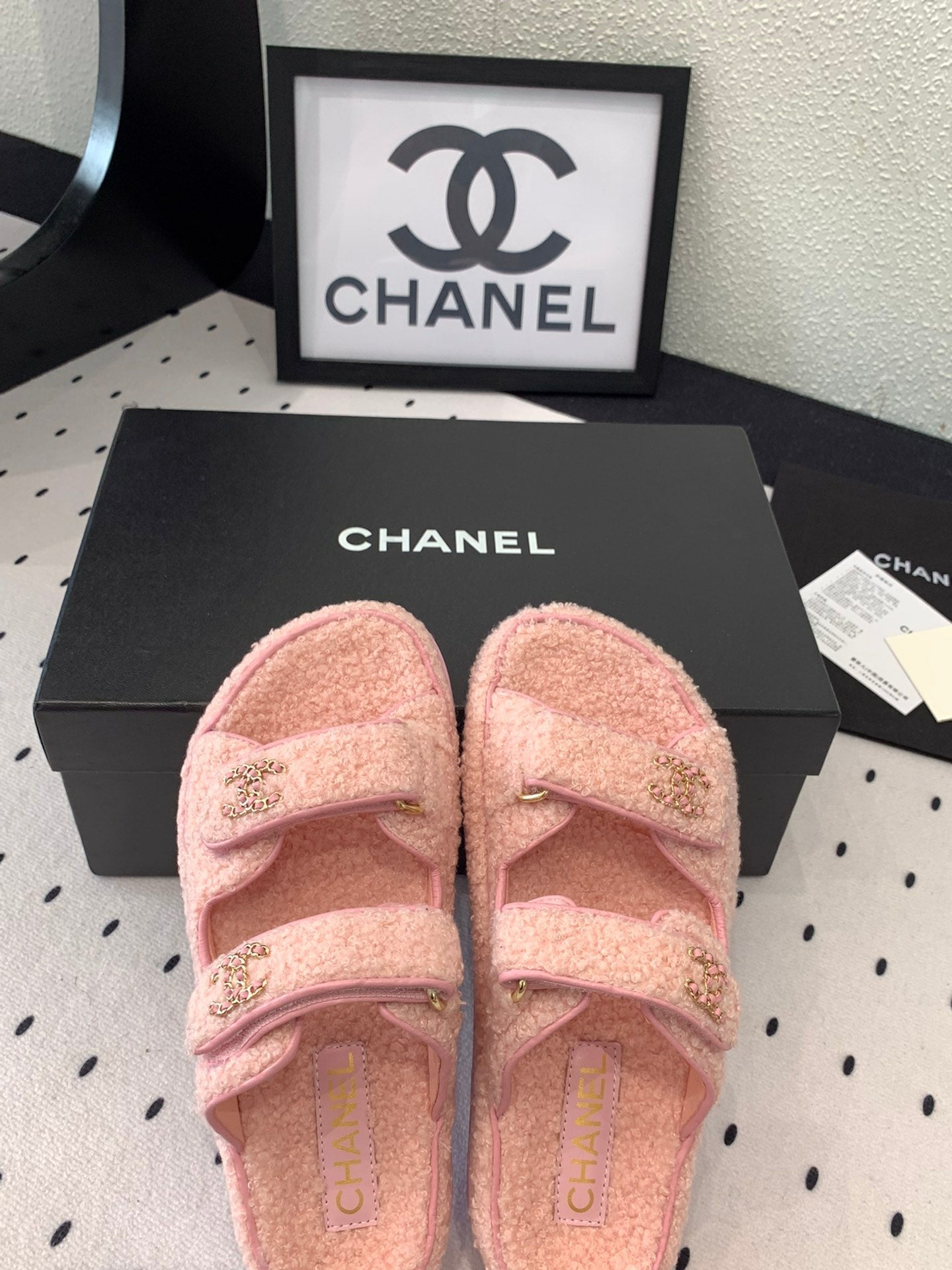 CC DAD SANDAL MULE IN ROSE PINK LAMB FUR - 35