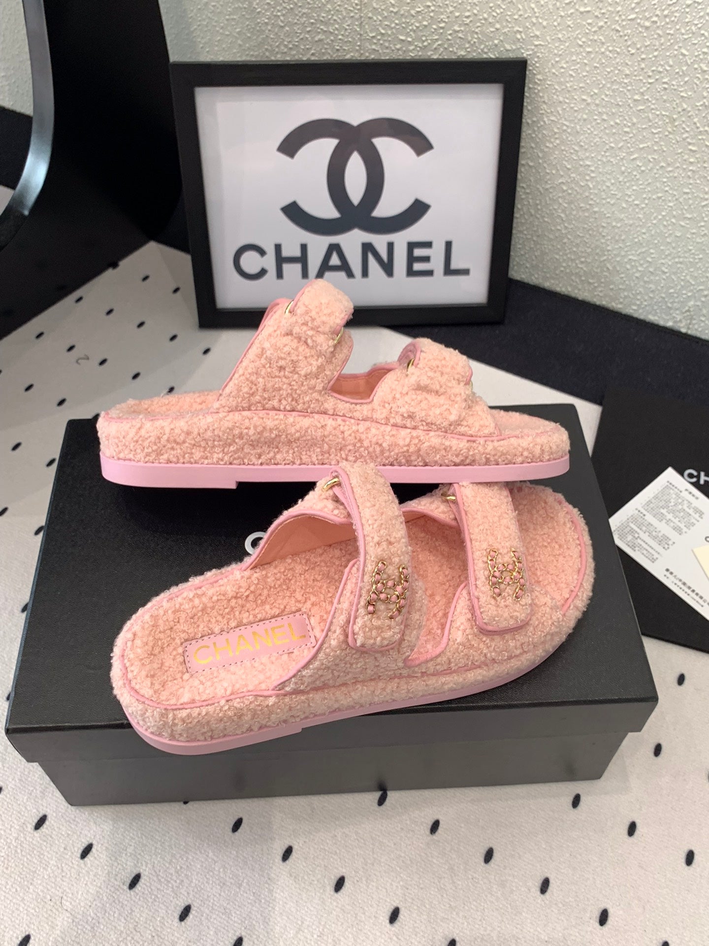 CC DAD SANDAL MULE IN ROSE PINK LAMB FUR - 35
