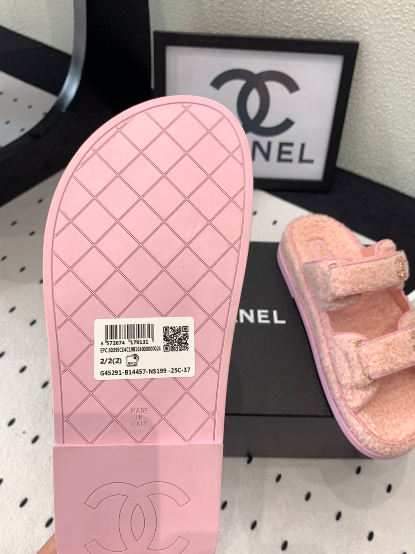 CC DAD SANDAL MULE IN ROSE PINK LAMB FUR - 35