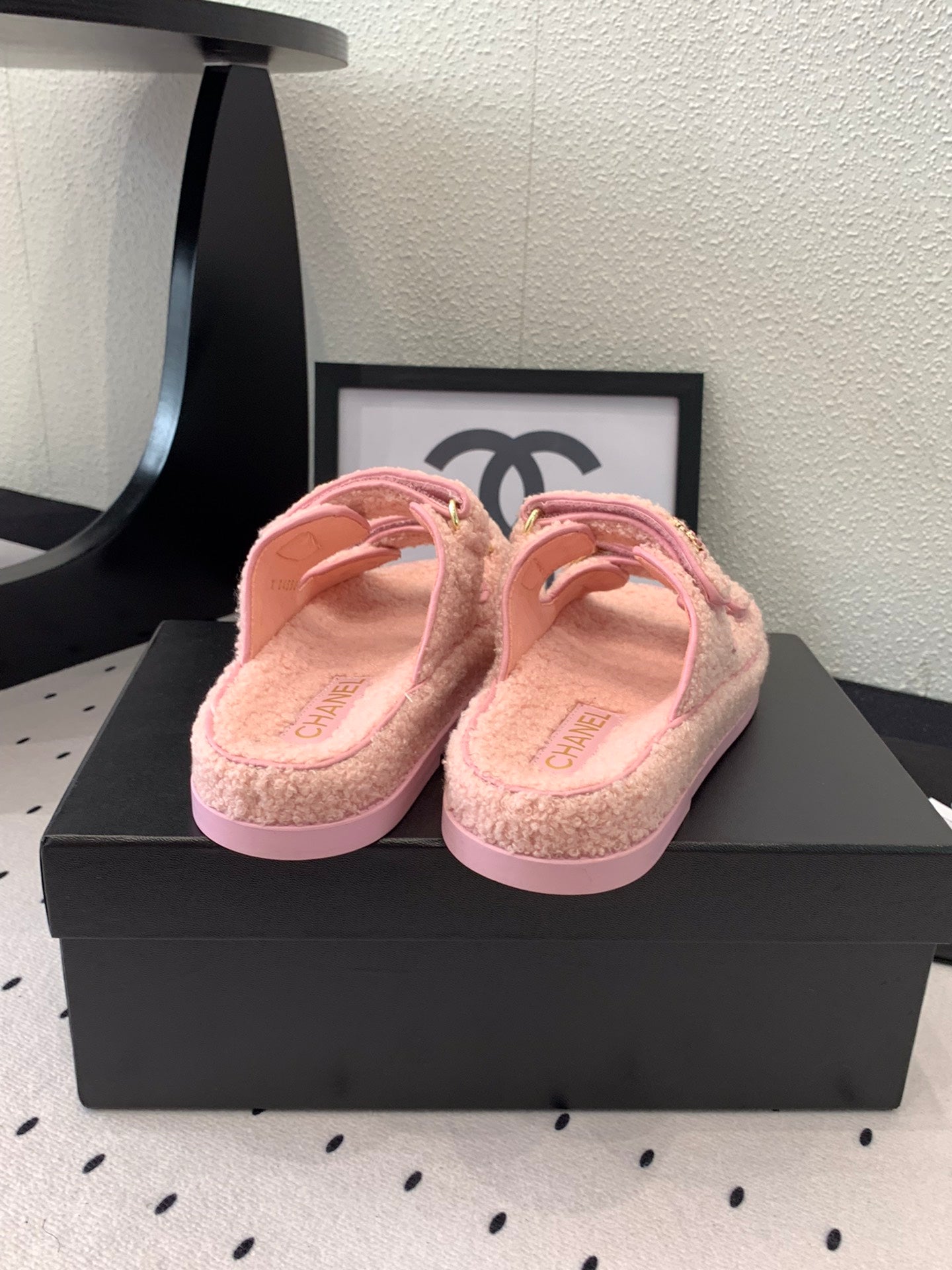 CC DAD SANDAL MULE IN ROSE PINK LAMB FUR - 35