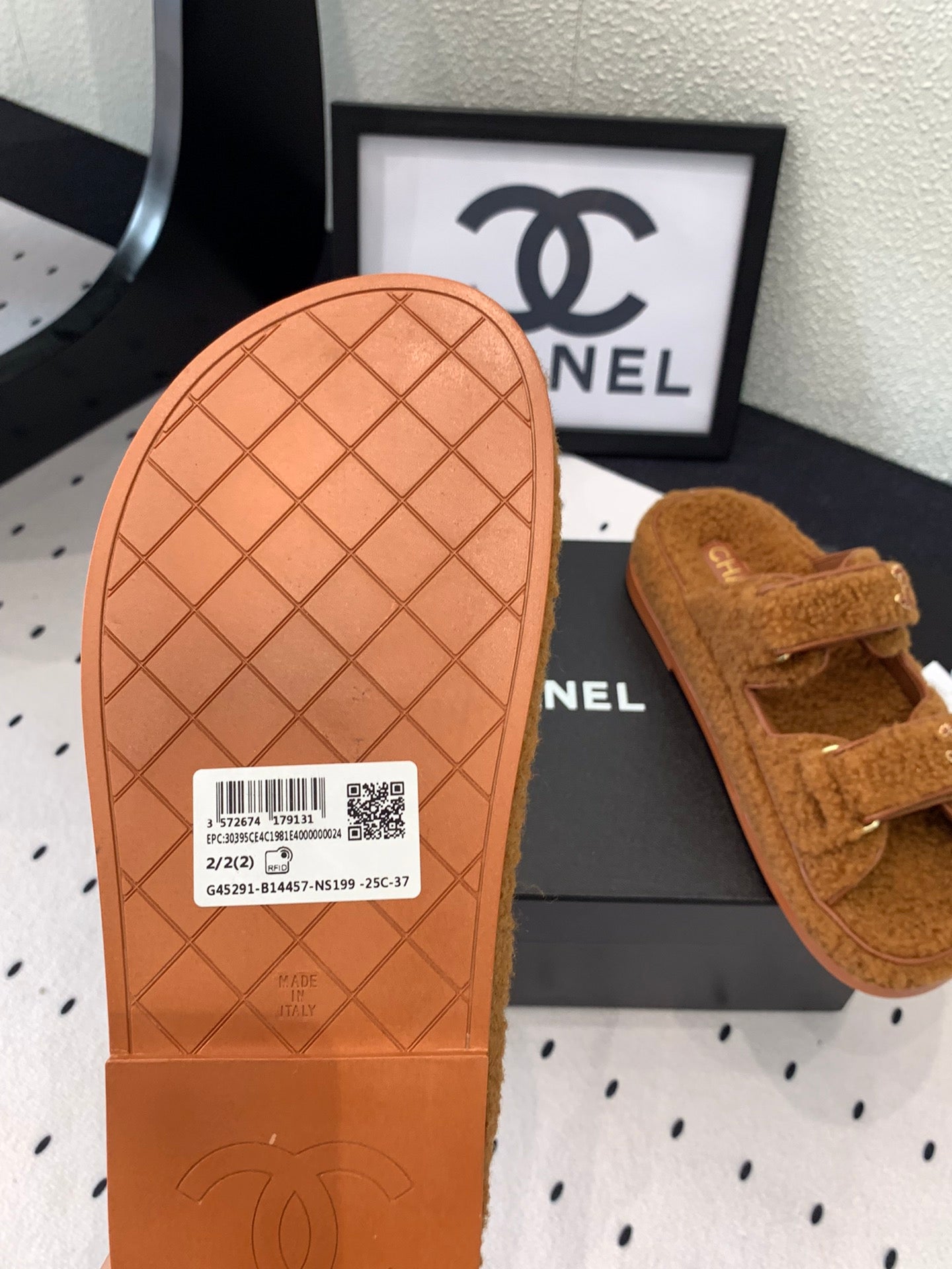 CC DAD SANDAL MULE IN BRONZE BROWN LAMB FUR - 35