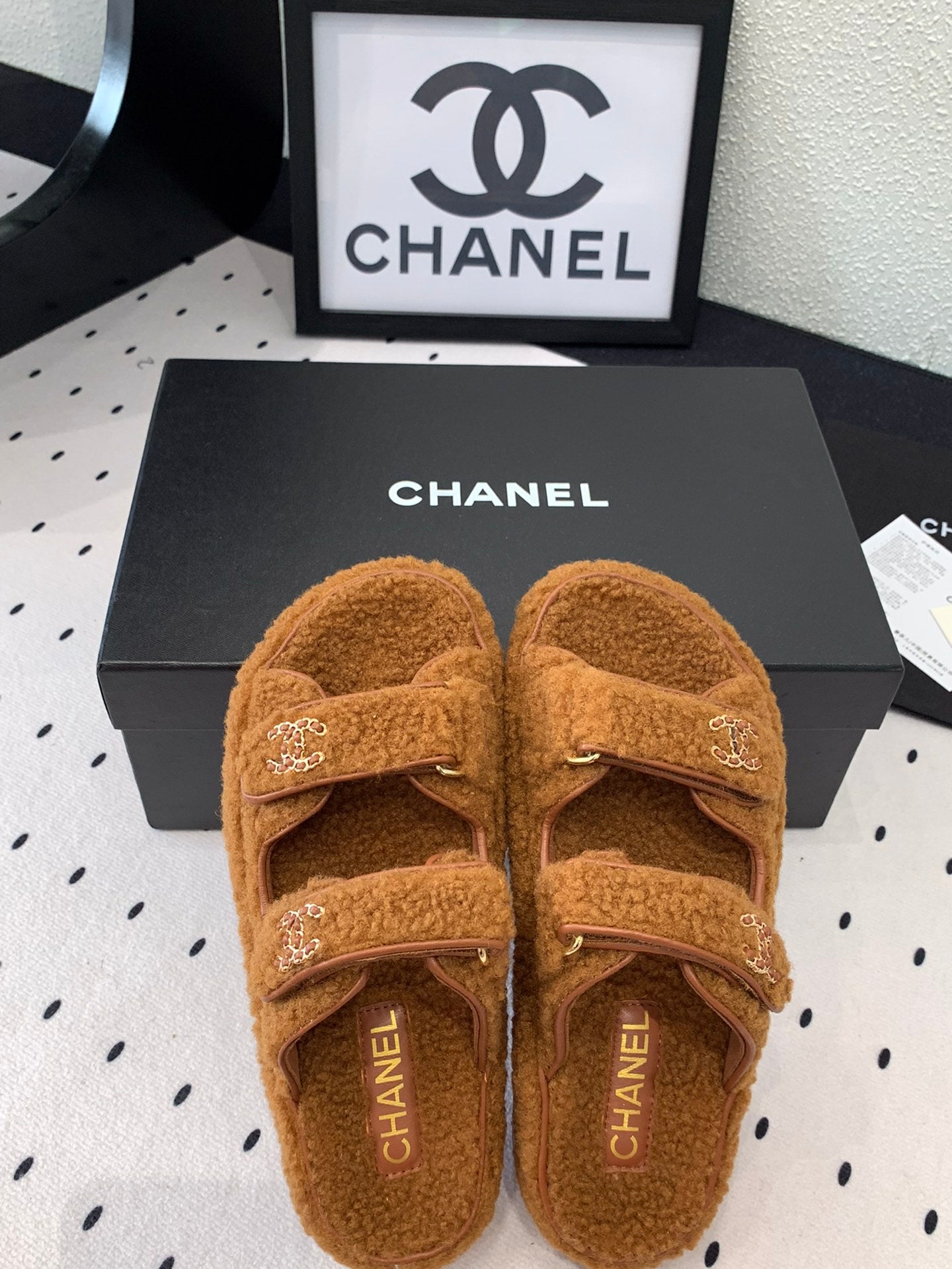 CC DAD SANDAL MULE IN BRONZE BROWN LAMB FUR - 35