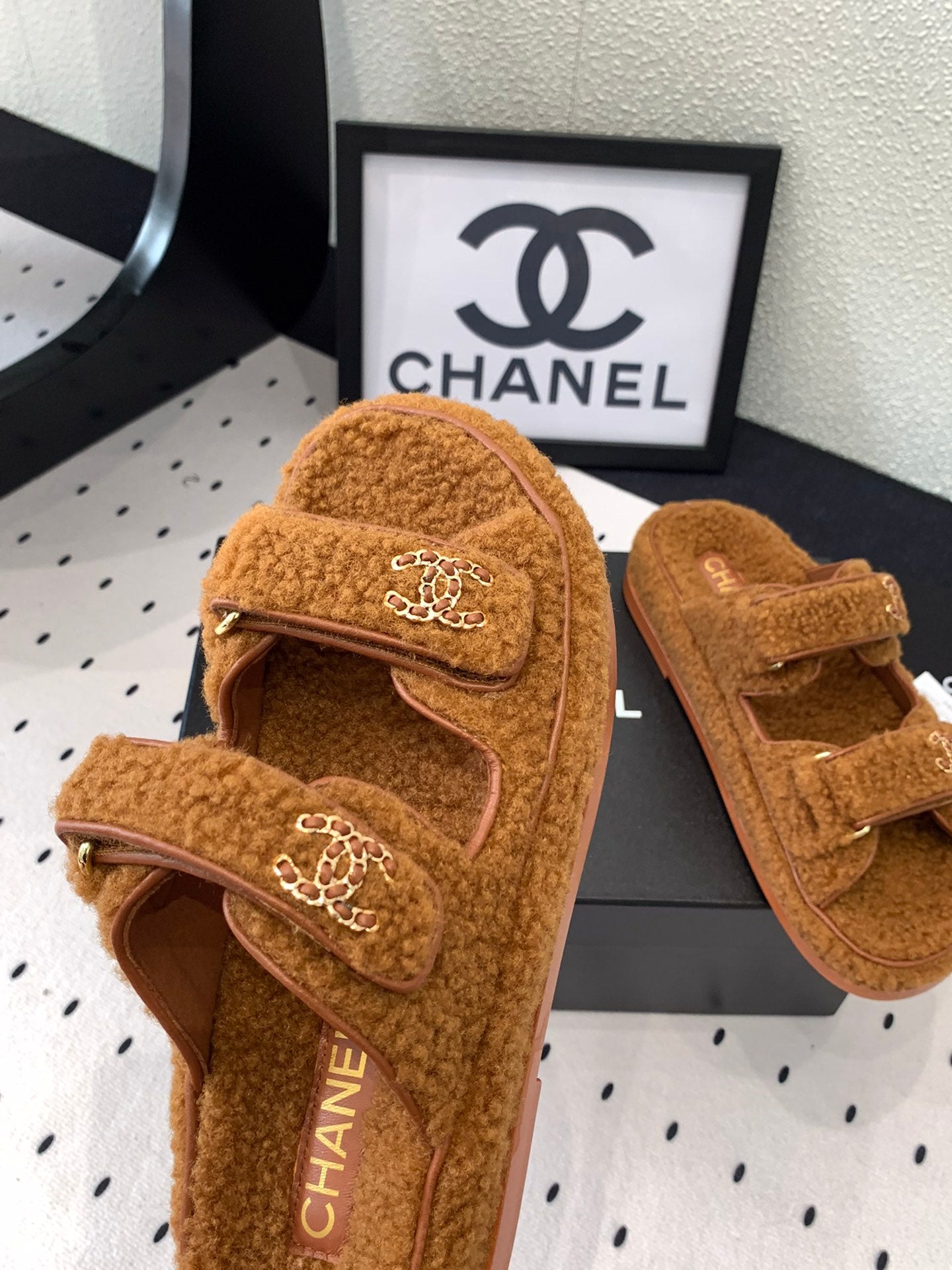 CC DAD SANDAL MULE IN BRONZE BROWN LAMB FUR - 35