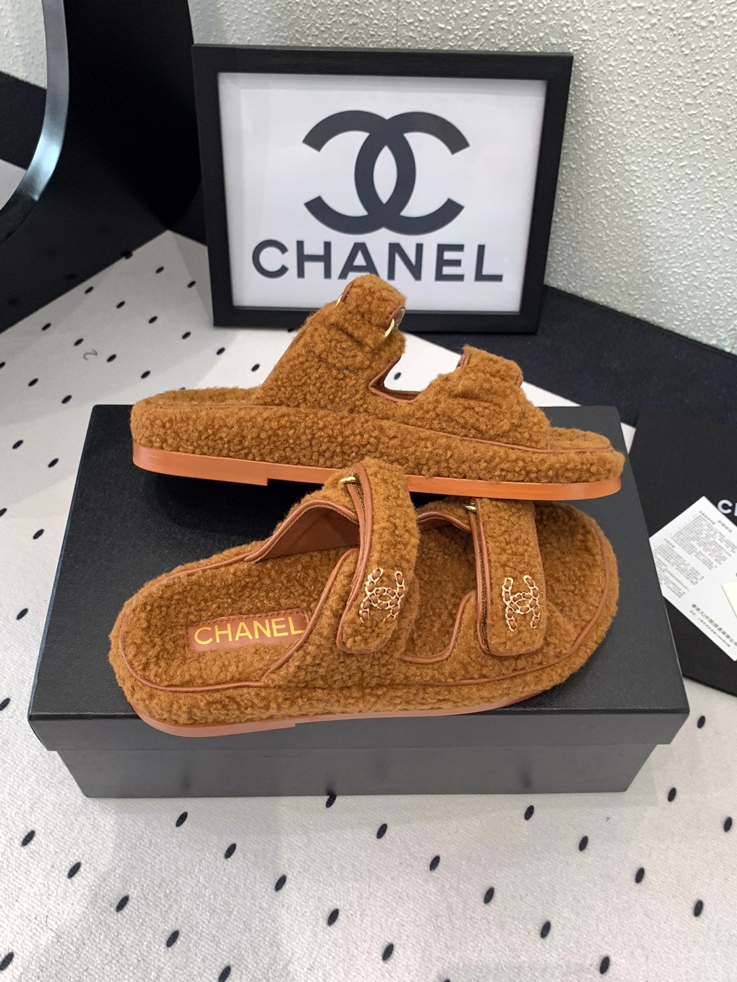 CC DAD SANDAL MULE IN BRONZE BROWN LAMB FUR - 35