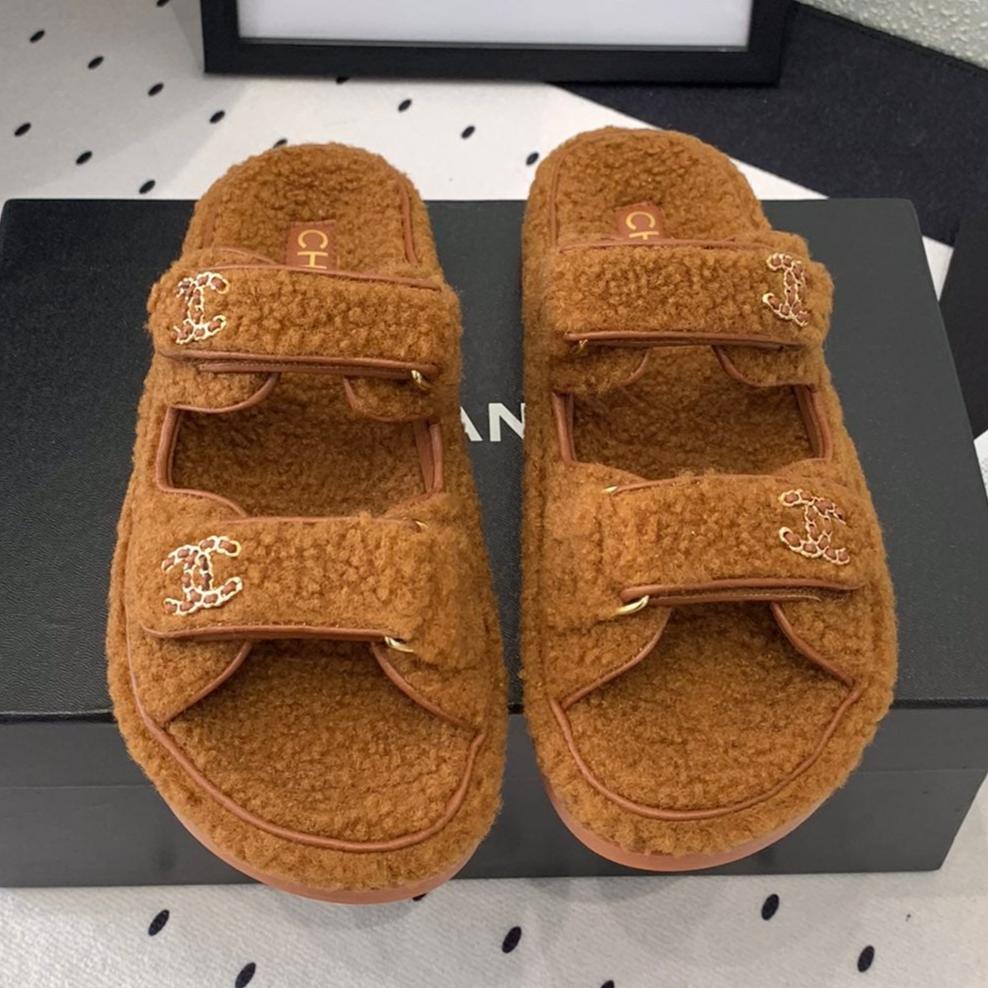 CC DAD SANDAL MULE IN BRONZE BROWN LAMB FUR - 35
