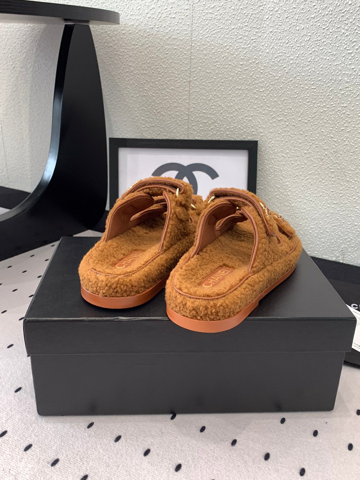 CC DAD SANDAL MULE IN BRONZE BROWN LAMB FUR - 35